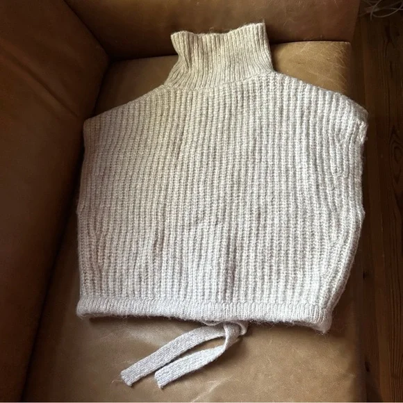 NWOT Zara knit zippered zip vest fall winter dickey layer collar crop cream - Picture 7 of 11